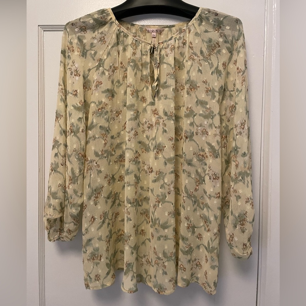 ESQUALO NWOT Floral Blouse - Cream and Green